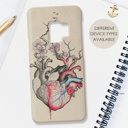ラブアートサーレアル解剖学的ハート花ヴィンテージ Case-Mate iPhoneケース