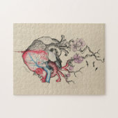 ラブアートシュルレアル解剖学的ハート花ヴィンテージ ジグソーパズル (横)