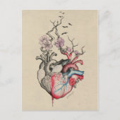 ラブアートシュルレアル解剖学的ハート花ヴィンテージ ポストカード (正面)