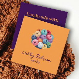 ラブイエローで手作りのコルチェットのコーロル糸 スクエア名刺