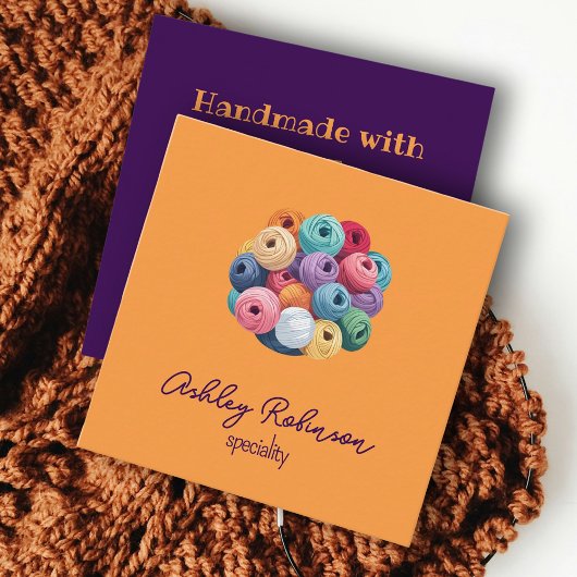 ラブイエローで手作りのコルチェットのコーロル糸 スクエア名刺