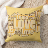 ラブイエロータイポグラフィパターン クッション (ブランケット)