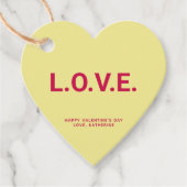 ラブイエローハートおもしろいかわいいバレンタインデーカスタム フェイバータグ (正面)