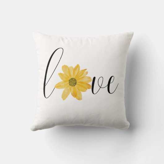 ラブイエローフラワーグルービーヒッピー手書き クッション (裏面)