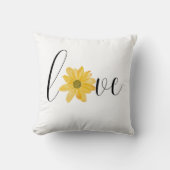 ラブイエローフラワーグルービーヒッピー手書き クッション (正面)