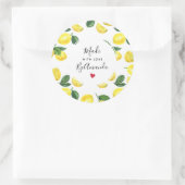 ラブイエローレモンの水彩柄で作られる ラウンドシール (バッグ)