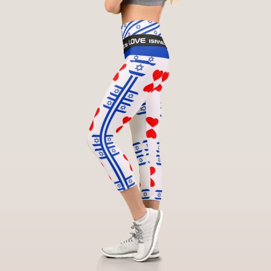 ラブイスラエル&イスラエル国旗のハートファッション/フィットネス カプリレギンス (左)