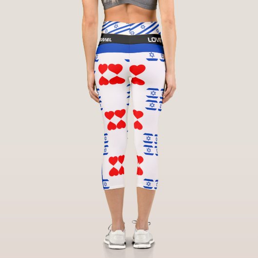ラブイスラエル&イスラエル国旗のハートファッション/フィットネス カプリレギンス (裏面)