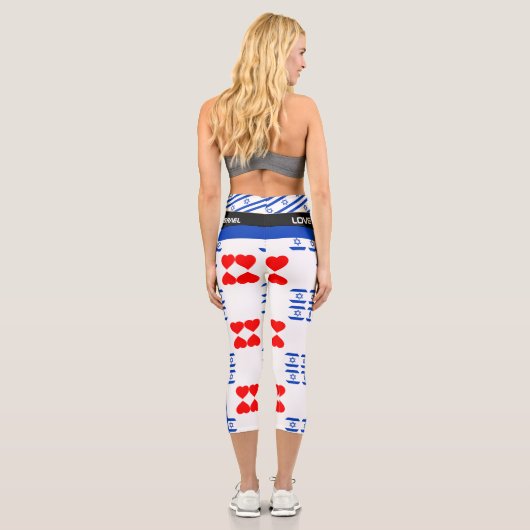 ラブイスラエル&イスラエル国旗のハートファッション/フィットネス カプリレギンス (裏面)