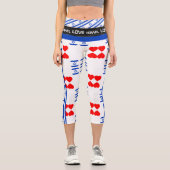 ラブイスラエル&イスラエル国旗のハートファッション/フィットネス カプリレギンス (正面)