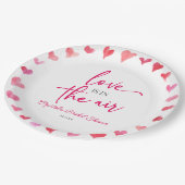 ラブイズインザエア レッド ピンク ハーツ ブライダルシャワー ペーパープレート (アングル)