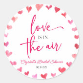 ラブイズインザエア レッド ピンク ハーツ ブライダルシャワー ラウンドシール (正面)
