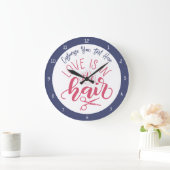 ラブイズインザヘア引用文理容師美しいサロン ラージ壁時計 (ホーム)
