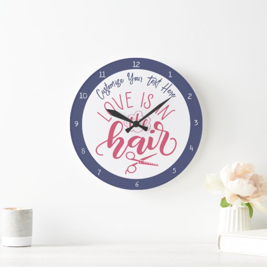 ラブイズインザヘア引用文理容師美しいサロン ラージ壁時計 (ホーム)