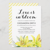 ラブイズイン開花イエローリリーフローラブライダルシャワー 招待状 (正面/裏面)