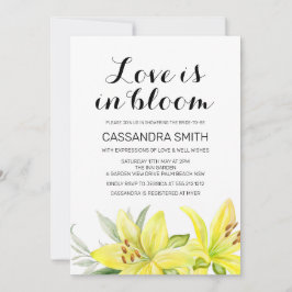 ラブイズイン開花イエローリリーフローラブライダルシャワー 招待状