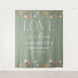 ラブイズイン開花セージ緑ブライダルシャワー背景 タペストリー