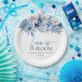 ラブイズイン開花ダスティブルーフローラブライダルシャワー ペーパープレート (パーティー)