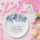 ラブイズイン開花ダスティブルーフローラブライダルシャワー ペーパープレート (パーティー)