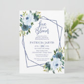 ラブイズイン開花ダスティブルーフローラブライダルシャワー 招待状 (スタンド正面)