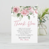 ラブイズイン開花ピンクローズフローラブライダルシャワー サンキューカード (スタンド正面)