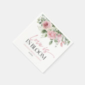 ラブイズイン開花ピンクローズフローラブライダルシャワー スタンダードカクテルナプキン (角)