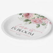ラブイズイン開花ピンクローズフローラブライダルシャワー ペーパープレート (アングル)