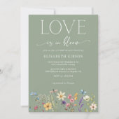 ラブイズイン開花フローラセージ緑ブライダルシャワー 招待状 (正面)