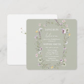 ラブイズイン開花ブライダルシャワーセージ緑 招待状 (正面/裏面)
