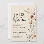 ラブイズイン開花ブライダルシャワーベージュ素朴 招待状 (正面)