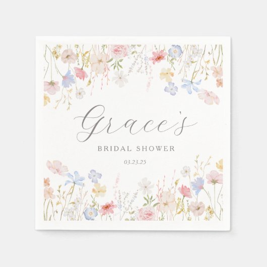 ラブイズイン開花ブライダルシャワーメッセージカード スタンダードカクテルナプキン (正面)