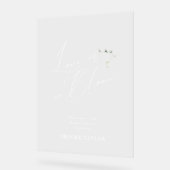 ラブイズイン開花ブライダルシャワー歓迎 アクリルサイン (傾斜)