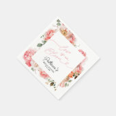 ラブイズイン開花ブライダルシャワー赤面フローラ スタンダードカクテルナプキン (角)
