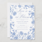ラブイズイン開花ブルー&ホワイトブライダルシャワー 招待状 (正面)