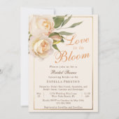 ラブイズイン開花ホワイトローズクリームブライダルシャワー 招待状 (正面)