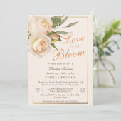 ラブイズイン開花ホワイトローズクリームブライダルシャワー 招待状 (スタンド正面)