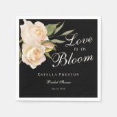 ラブイズイン開花ホワイトローゼズブラックブライダルシャワー スタンダードカクテルナプキン (正面)