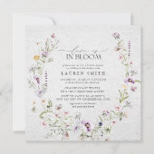 ラブイズイン開花ラベンダーワイルドフラワーブライダルシャワー 招待状 (正面)