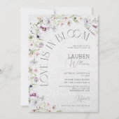 ラブイズイン開花ラベンダーワイルドフラワーブライダルシャワー 招待状 (正面)
