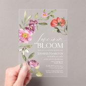 ラブイズイン開花ロージーフローラ春ブライダルシャワー アクリル招待状 (インサイチュ (ポータブル))
