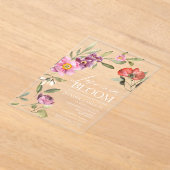 ラブイズイン開花ロージーフローラ春ブライダルシャワー アクリル招待状 (レイダウン)