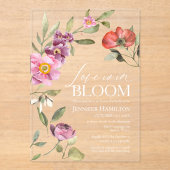 ラブイズイン開花ロージーフローラ春ブライダルシャワー アクリル招待状 (正面)