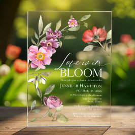 ラブイズイン開花ロージーフローラ春ブライダルシャワー アクリル招待状