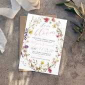 ラブイズイン開花ワイルドフラワーガーデンブライダルシャワー 招待状