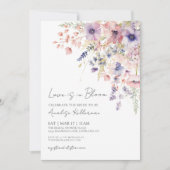 ラブイズイン開花ワイルドフラワーフローラブライダルシャワー 招待状 (正面)