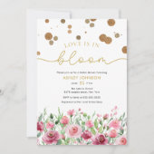 ラブイズイン開花金ゴールド赤面フローラブライダルシャワー 招待状 (正面)