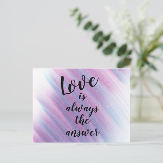 ラブイズオールウェイズザアンサー パープル 引用符 ブランク ポストカード (スタンド正面)