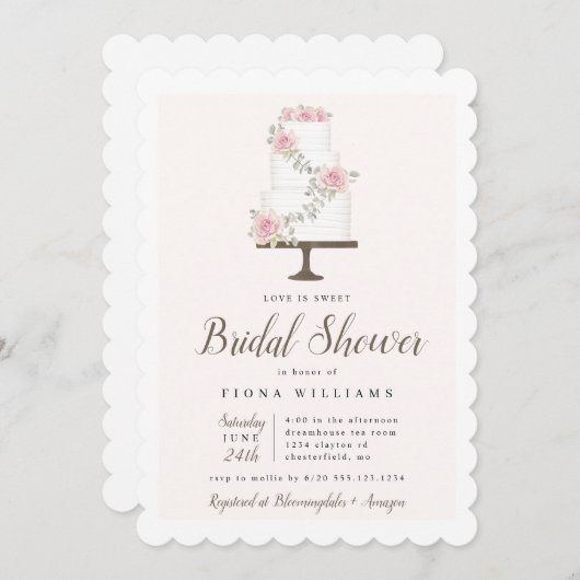 ラブイズスイートケーキブライダルシャワー 招待状 (正面/裏面)