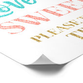 ラブイズスイートサイン金ゴールドティール(緑がかった色)コーラル紙吹雪 ポスター (角)