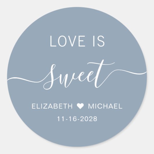 ラブイズスイートダスティブルー結婚式の引き出物 ラウンドシール (正面)